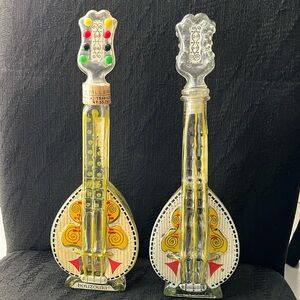Greek Bouzouki Ouzo Glass Decanters -Set of 2